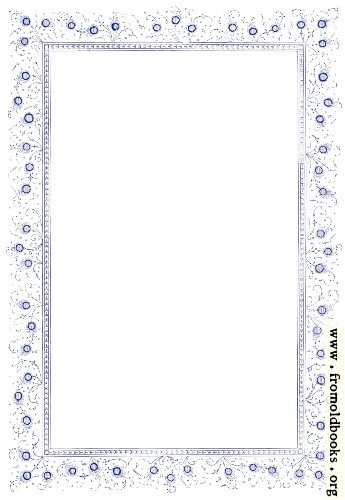 [Picture: Vintage border with peacock-feather style flowers, in blue]