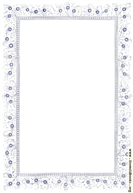 [Picture: Vintage border with peacock-feather style flowers, in blue]