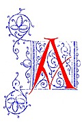 Decorative uncial initial letter A from fifteenth Century Nos. 4 and 5.