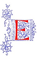 Decorative initial letter E from fifteenth Century Nos. 4 and 5.