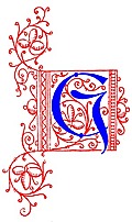 Decorative uncial initial letter G from fifteenth Century Nos. 4 and 5.