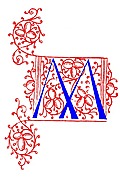 Decorative initial letter M from fifteenth Century Nos. 4 and 5.