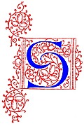 Decorative uncial initial letter S from fifteenth Century Nos. 4 and 5.