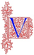 Decorative initial letter V from fifteenth Century Nos. 4 and 5.