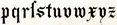 Lower row of lower-case (miniscule) blackletter from XIV. Century No. 1.