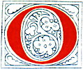 Clip-art: calligraphic decorative initial capital letter O from Plate 65