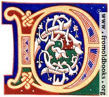 [picture: Decorative initial letter ``D'' from 11th century.]