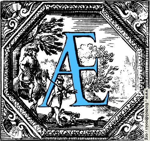[Picture: Historiated decorative initial capital letter AE in Blue]