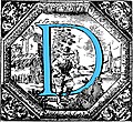 [Picture: Historiated decorative initial capital letter D in Blue]
