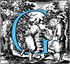 [Picture: Historiated decorative initial capital letter G in Blue]