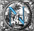 [Picture: Historiated decorative initial capital letter N in Blue]