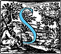 [Picture: Historiated decorative initial capital letter S in Blue]