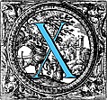 [Picture: Historiated decorative initial capital letter X in Blue]