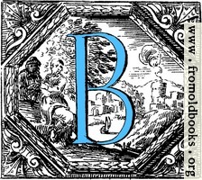 [picture: Historiated decorative initial capital letter B in Blue]