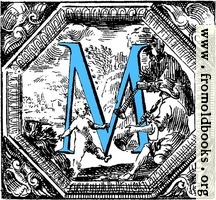 [picture: Historiated decorative initial capital letter M in Blue]