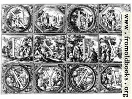 [picture: Valerio Spada: Historiated Alphabet, 1656--1659 [N-Z]]