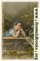 Girl in the window: Atlantic and Pascific Tea Company 1880s Trade Card