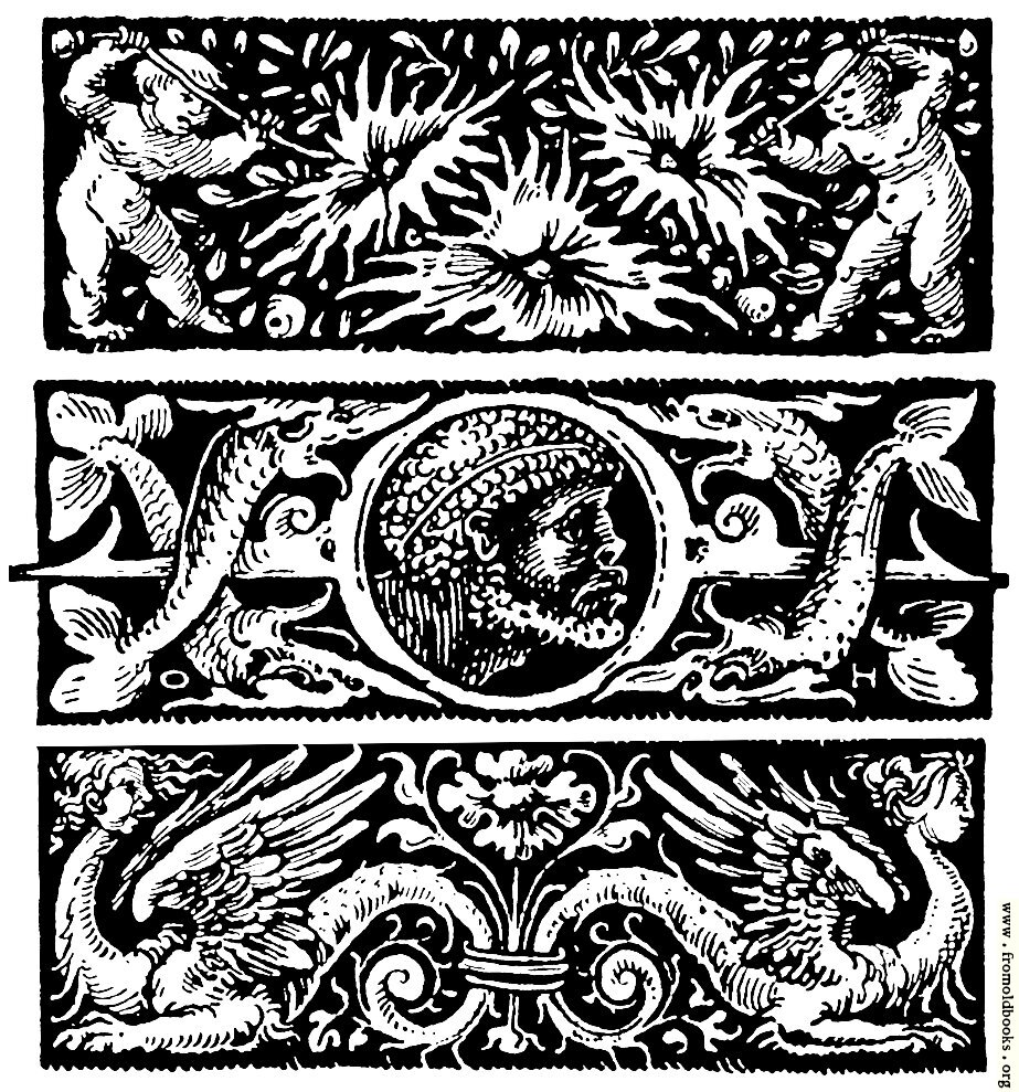 [Picture: Chapterheads with cherubs, dragons, fish, neptune, flowers]