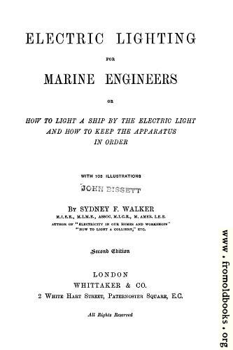 [Picture: Title Page from Electric Lighting for Marine Engineers]