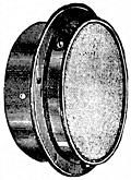 [Picture: Fig. 60.—Bulkhead Fitting for Lighting two Cabins with one Lamp.]