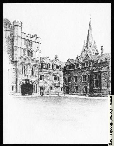 [Picture: II.—Brasenose College Quadrangle and St. Mary’s Spire]