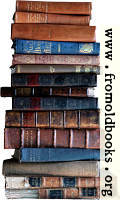 Stack of old books, light background