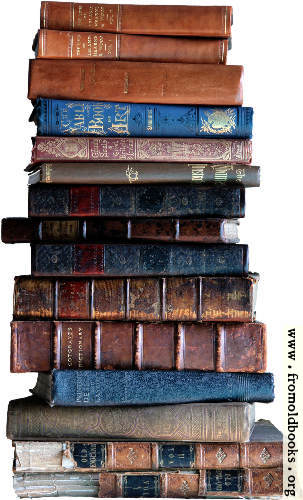 [Picture: Stack of old books, light background]