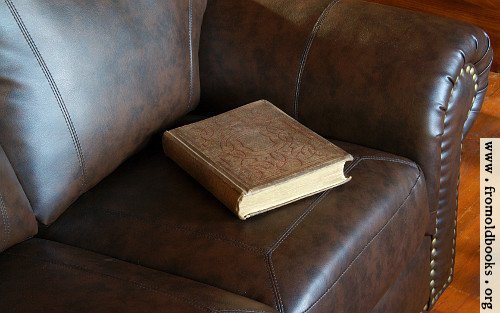 [Picture: Victorian book on leather couch]