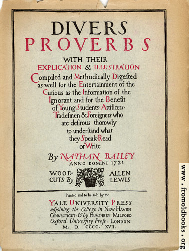 [Picture: Title Page, Proverbs]