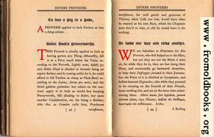 [picture: To buy a Pig in a poke;  Robin Hood's Pennyworths;  He looks one way and rows another.]